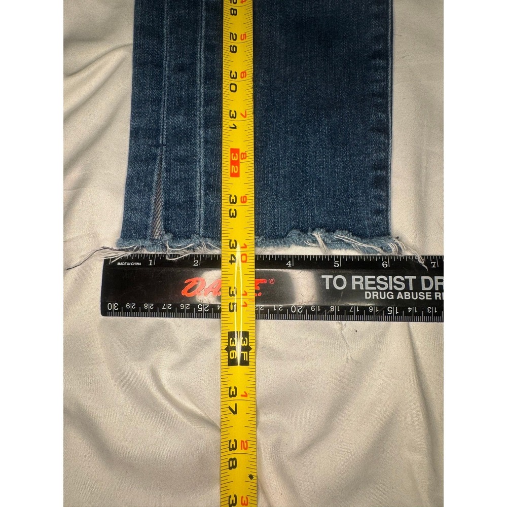 PAIGE Hoxton Ankle Jeans Womens 28 Blue Skinny Raw Hem Tuxedo Stripe High Rise - Picture 6 of 7